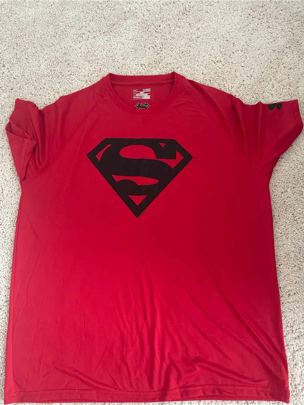 Under Armour Red Loose Fit HeatGear Tee with Superman Logo